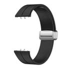 For Samsung Galaxy Fit 3 Magnetic Fold Silver Buckle Silicone Watch Band(Black) - 2