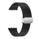 For Samsung Galaxy Fit 3 Magnetic Fold Silver Buckle Silicone Watch Band(Black) - 3