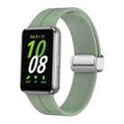 For Samsung Galaxy Fit 3 Magnetic Fold Silver Buckle Silicone Watch Band(Grey Green) - 1