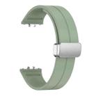 For Samsung Galaxy Fit 3 Magnetic Fold Silver Buckle Silicone Watch Band(Grey Green) - 3