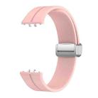 For Samsung Galaxy Fit 3 Magnetic Fold Silver Buckle Silicone Watch Band(Light Pink) - 2