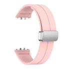 For Samsung Galaxy Fit 3 Magnetic Fold Silver Buckle Silicone Watch Band(Light Pink) - 3