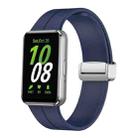 For Samsung Galaxy Fit 3 Magnetic Fold Silver Buckle Silicone Watch Band(Blue) - 1