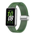 For Samsung Galaxy Fit 3 Magnetic Fold Silver Buckle Silicone Watch Band(Green) - 1