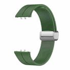 For Samsung Galaxy Fit 3 Magnetic Fold Silver Buckle Silicone Watch Band(Green) - 2