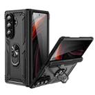 For Samsung Galaxy Z Fold7 5G Shockproof TPU + PC Phone Case with Holder(Black) - 1