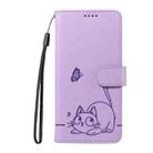 For Samsung Galaxy A07 5G Adorable Cat Embossed Pattern Flip Leather Phone Case(Purple) - 2