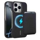For iPhone 16 Pro Max Carbon Fiber MagSafe Magnetic Card Holder Phone Case(Black) - 1