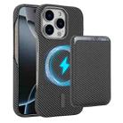 For iPhone 16 Pro Max Carbon Fiber MagSafe Magnetic Card Holder Phone Case(Grey) - 1
