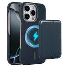 For iPhone 16 Pro Max Carbon Fiber MagSafe Magnetic Card Holder Phone Case(Blue) - 1