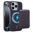For iPhone 16 Pro Max Carbon Fiber MagSafe Magnetic Card Holder Phone Case(Purple) - 1