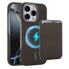 For iPhone 16 Pro Max Carbon Fiber MagSafe Magnetic Card Holder Phone Case(Brown) - 1