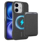 For iPhone 16 Plus Carbon Fiber MagSafe Magnetic Card Holder Phone Case(Grey) - 1