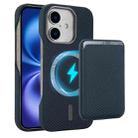 For iPhone 16 Plus Carbon Fiber MagSafe Magnetic Card Holder Phone Case(Blue) - 1