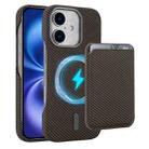 For iPhone 16 Carbon Fiber MagSafe Magnetic Card Holder Phone Case(Brown) - 1
