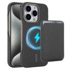 For iPhone 15 Pro Max Carbon Fiber MagSafe Magnetic Card Holder Phone Case(Grey) - 1