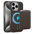 For iPhone 15 Pro Max Carbon Fiber MagSafe Magnetic Card Holder Phone Case(Brown) - 1