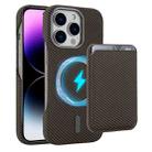 For iPhone 14 Pro Carbon Fiber MagSafe Magnetic Card Holder Phone Case(Brown) - 1