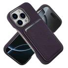 For iPhone 14 Carbon Fiber MagSafe Magnetic Card Holder Phone Case(Purple) - 2