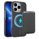 For iPhone 13 Pro Max Carbon Fiber MagSafe Magnetic Card Holder Phone Case(Grey) - 1
