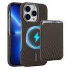 For iPhone 13 Pro Max Carbon Fiber MagSafe Magnetic Card Holder Phone Case(Brown) - 1