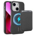 For iPhone 13 Carbon Fiber MagSafe Magnetic Card Holder Phone Case(Grey) - 1