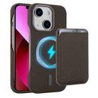 For iPhone 13 Carbon Fiber MagSafe Magnetic Card Holder Phone Case(Brown) - 1