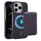For iPhone 12 Pro Max Carbon Fiber MagSafe Magnetic Card Holder Phone Case(Purple) - 1