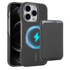 For iPhone 12 Pro Carbon Fiber MagSafe Magnetic Card Holder Phone Case(Grey) - 1