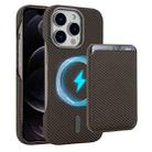 For iPhone 12 Pro Carbon Fiber MagSafe Magnetic Card Holder Phone Case(Brown) - 1