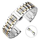 22mm xDfind Five-bead Solid Stainless Steel Butterfly Buckle Watch Band(Silver Gold) - 1