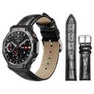 For Amazfit T-Rex3 22mm xDfind Bamboo Texture Pin Buckle Leather Watch Band(Black) - 1