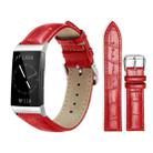 For Fitbit Charge 4 / 3 18mm xDfind Bamboo Texture Pin Buckle Leather Watch Band(Red) - 1