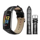 For Fitbit Charge 6 / 5 18mm xDfind Bamboo Texture Pin Buckle Leather Watch Band(Black) - 1