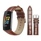For Fitbit Charge 6 / 5 18mm xDfind Bamboo Texture Pin Buckle Leather Watch Band(Dark Brown) - 1