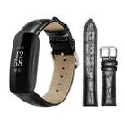 For Fitbit Inspire 2 / Ace 3 14mm xDfind Bamboo Texture Pin Buckle Leather Watch Band(Black) - 1