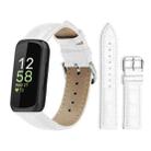 For Fitbit Inspire 3 12mm xDfind Bamboo Texture Pin Buckle Leather Watch Band(White) - 1