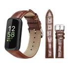 For Fitbit Inspire 3 12mm xDfind Bamboo Texture Pin Buckle Leather Watch Band(Dark Brown) - 1