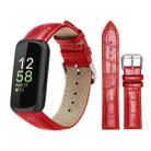 For Fitbit Inspire 3 12mm xDfind Bamboo Texture Pin Buckle Leather Watch Band(Red) - 1