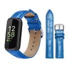 For Fitbit Inspire 3 12mm xDfind Bamboo Texture Pin Buckle Leather Watch Band(Blue) - 1