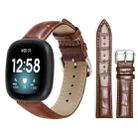 For Fitbit Versa 4 / 3 / Sense2 / 1 20mm xDfind Bamboo Texture Pin Buckle Leather Watch Band(Dark Brown) - 1