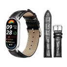 For Xiaomi Smart Band 10 / 9 / 8 / NFC 14mm xDfind Bamboo Texture Pin Buckle Leather Watch Band(Black) - 1