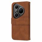 For Huawei Pura 80 Ultra 5G Embossed Stripes Skin Feel Leather Phone Case(Brown) - 3