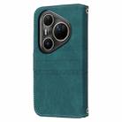 For Huawei Pura 80 Ultra 5G Embossed Stripes Skin Feel Leather Phone Case(Dark Green) - 3