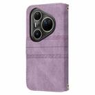 For Huawei Pura 80 Ultra 5G Embossed Stripes Skin Feel Leather Phone Case(Light Purple) - 3