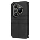 For Huawei Pura 80 Ultra 5G Embossed Stripes Skin Feel Leather Phone Case(Black) - 3