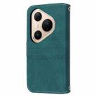 For Huawei Pura 80 Pro 5G / 80 Pro+ 5G Embossed Stripes Skin Feel Leather Phone Case(Dark Green) - 3