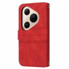 For Huawei Pura 80 5G Embossed Stripes Skin Feel Leather Phone Case(Red) - 3