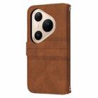 For Huawei Pura 80 5G Embossed Stripes Skin Feel Leather Phone Case(Brown) - 3