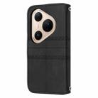 For Huawei Pura 80 5G Embossed Stripes Skin Feel Leather Phone Case(Black) - 3